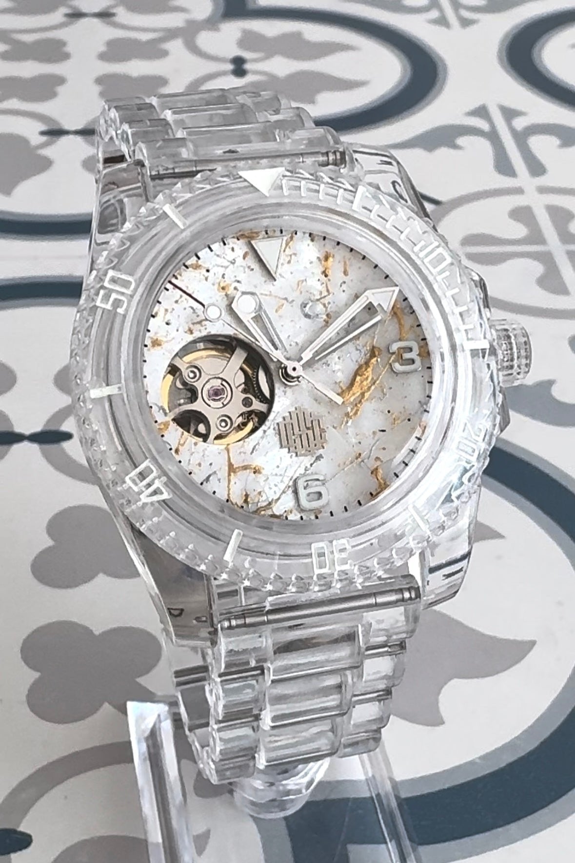 Pearl Dial Crystal Watch